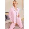 Ekouaer Pajamas Womens Long Sleeve Sleepwear Button Down Loungewear Pjs Set(Striped Pink)