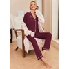 Ekouaer Pajamas Womens Long Sleeve Sleepwear Button Down Loungewear Pjs Set(Wine Red)