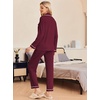 Ekouaer Pajamas Womens Long Sleeve Sleepwear Button Down Loungewear Pjs Set(Wine Red)