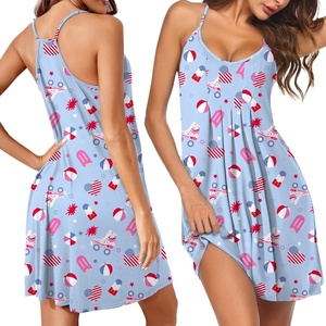 Ekouaer Womens Racerback Sleeveless Nightgown Night Dress Soft Sleep Shirts | Adjustable Spaghetti Strap Nightgown, A-line Fit Any Figure, Easy-wearing Sleepwear, Nighty for Special Night, Lounge Outside(Flag Blue)