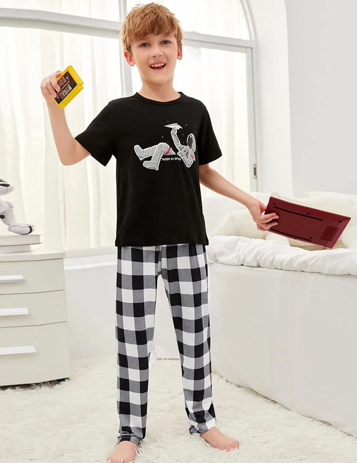 image:imageEkouaer Boys Pajama Pants Plaid Bottoms Comfy Elastic Waist Pjs BottomsAayarn Dyed Lattice5