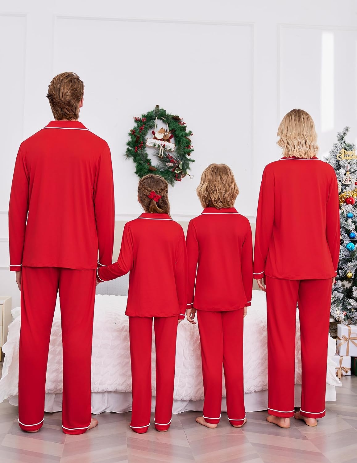 image:imageEkouaer Christmas Family Matching Pajamas Long Sleeve Button Down Pj SetChristmas Red