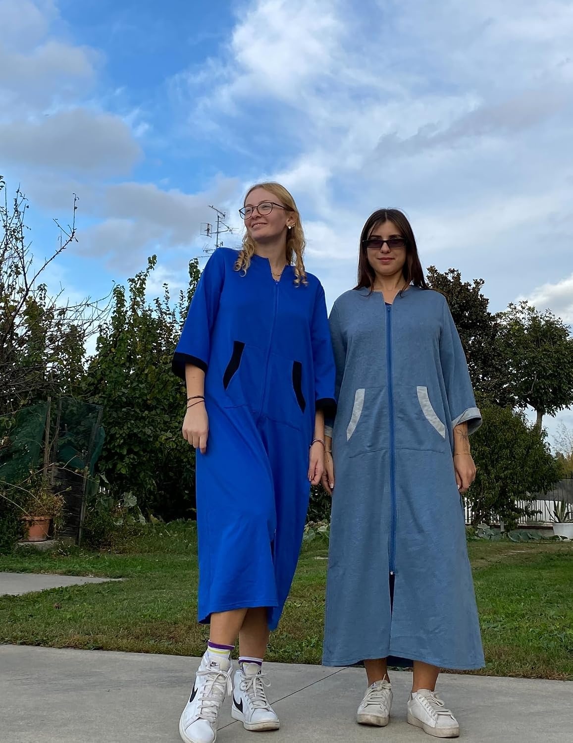 image:imageEkouaer Robes for Women Zipper Robe 34 Sleeves Housecoat with PocketsStyle 1snorkel Blue
