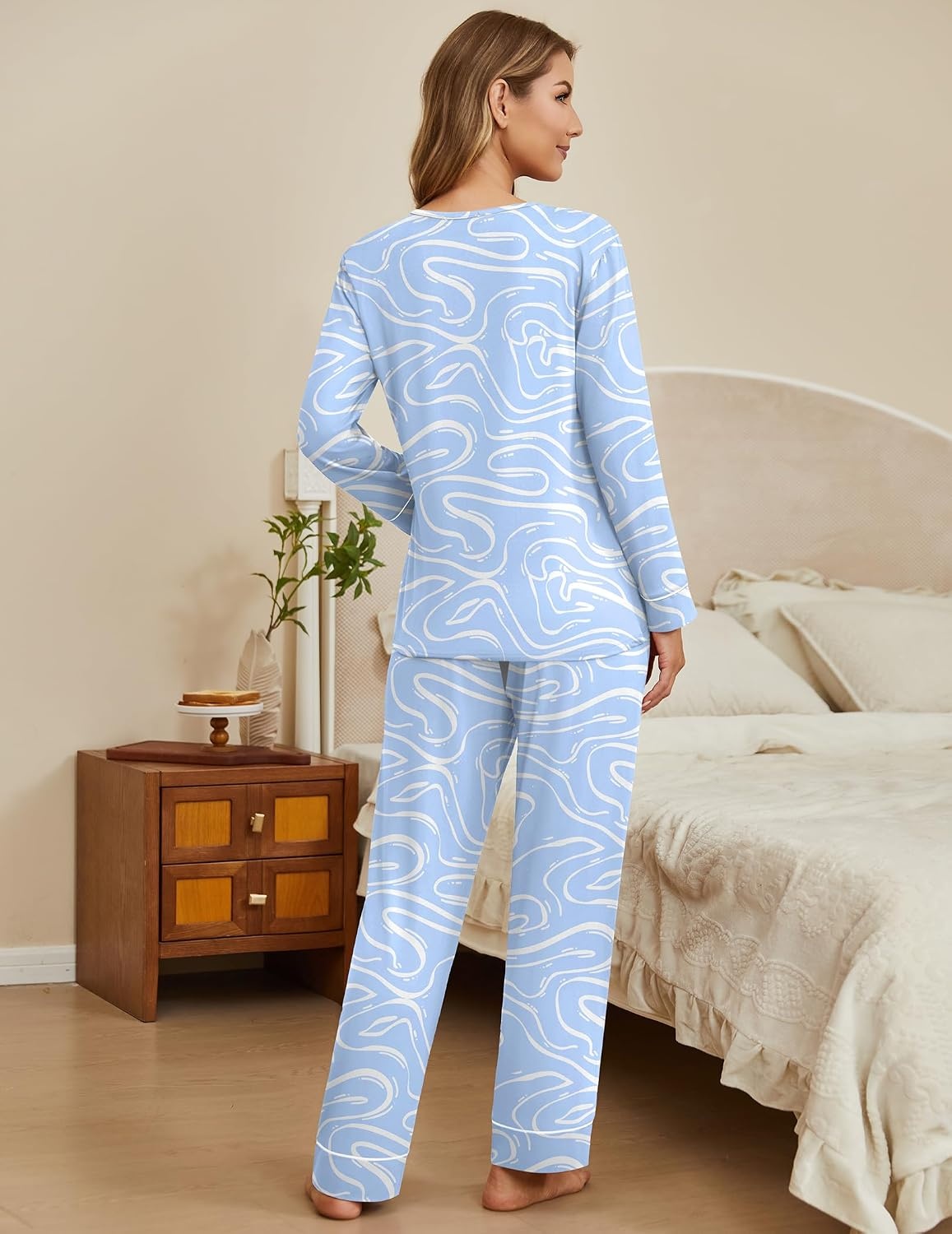 image:imageEkouaer Womens Pajamas Sets 2 Piece PJs Long Sleeve Sleepwear LoungewearCurvy