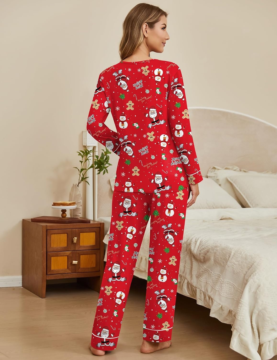 image:imageEkouaer Womens Pajamas Sets 2 Piece PJs Long Sleeve Sleepwear LoungewearRed Christmas