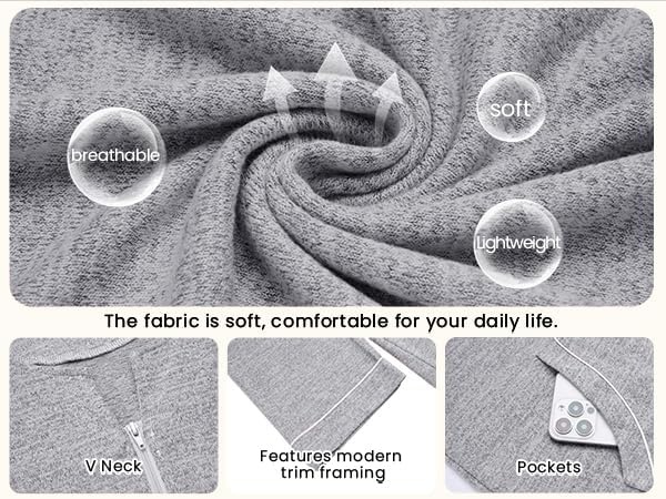 image:imageEkouaer Zipper Robes for Women 34 Sleeve Bathrobe Lightweight House CoatsLight Gray