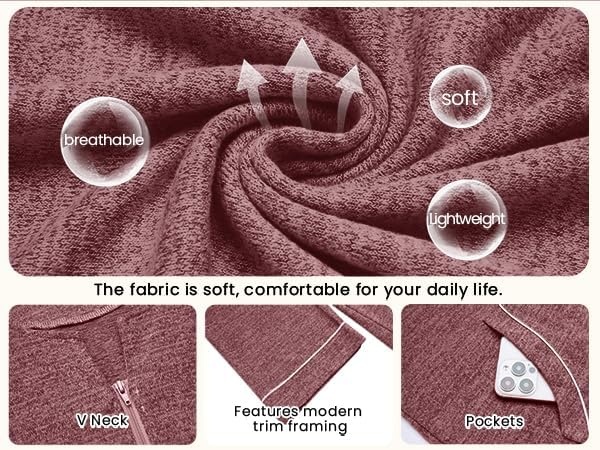 image:imageEkouaer Zipper Robes for Women 34 Sleeve Bathrobe Lightweight House CoatsWine Red