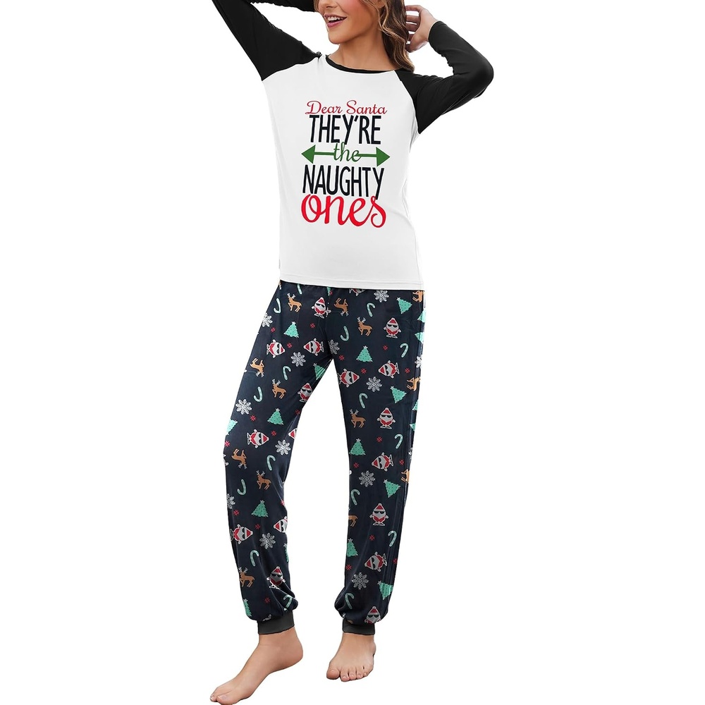 image:imageEkouaer Christmas Pajamas for Women Cute Print Long Sleeve Pj Lounge SetPat15santa