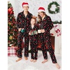 Ekouaer Christmas Family Matching Pajamas Long Sleeve Button Down Pj Set(Christmas Black)