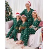 Ekouaer Christmas Family Matching Pajamas Long Sleeve Button Down Pj Set(Dark Green/Cute Pattern)