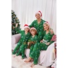 Ekouaer Christmas Family Matching Pajamas Long Sleeve Button Down Pj Set(Green Christmas Tree)