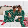 Ekouaer Christmas Family Matching Pajamas Long Sleeve Button Down Pj Set(Green Snowman)