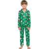 Ekouaer Christmas Family Matching Pajamas Long Sleeve Button Down Pj Set(Green/Santa Claus)
