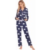 Ekouaer Christmas Family Matching Pajamas Long Sleeve Button Down Pj Set(Navy Blue/Bear)