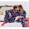 Ekouaer Christmas Family Matching Pajamas Long Sleeve Button Down Pj Set(Navy Snowman)