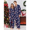 Ekouaer Christmas Family Matching Pajamas Long Sleeve Button Down Pj Set(Navy Snowman)
