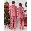 Ekouaer Christmas Family Matching Pajamas Long Sleeve Button Down Pj Set(Red Striped Santa Claus)