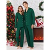 Ekouaer Christmas Family Matching Pajamas Long Sleeve Button Down Pj Set(Solid-deep Green)
