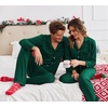 Ekouaer Christmas Family Matching Pajamas Long Sleeve Button Down Pj Set(Solid-deep Green)