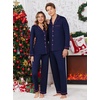 Ekouaer Christmas Family Matching Pajamas Long Sleeve Button Down Pj Set(Solid-navu Blue)