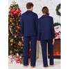 Ekouaer Christmas Family Matching Pajamas Long Sleeve Button Down Pj Set(Solid-navu Blue)