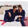 Ekouaer Christmas Family Matching Pajamas Long Sleeve Button Down Pj Set(Solid-navu Blue)