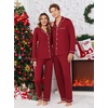 Ekouaer Christmas Family Matching Pajamas Long Sleeve Button Down Pj Set(Solid-wine Red)