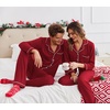 Ekouaer Christmas Family Matching Pajamas Long Sleeve Button Down Pj Set(Solid-wine Red)
