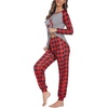 Ekouaer Christmas Pajamas for Women Cute Print Long Sleeve Pj Lounge Set(Pattern5_red Plaid Fawn)
