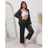 Ekouaer Pajamas For Women Silk Pjs Long Sleeve Button Down Lounge Sets(Black)
