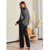 Ekouaer Pajamas For Women Silk Pjs Long Sleeve Button Down Lounge Sets(Black)
