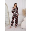Ekouaer Pajamas For Women Silk Pjs Long Sleeve Button Down Lounge Sets(Black With Santa Claus)
