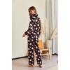 Ekouaer Pajamas For Women Silk Pjs Long Sleeve Button Down Lounge Sets(Black With Santa Claus)