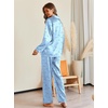 Ekouaer Pajamas For Women Silk Pjs Long Sleeve Button Down Lounge Sets(Blue Bow Stripe)