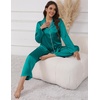 Ekouaer Pajamas For Women Silk Pjs Long Sleeve Button Down Lounge Sets(Blue Green)