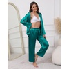 Ekouaer Pajamas For Women Silk Pjs Long Sleeve Button Down Lounge Sets(Blue Green)