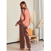 Ekouaer Pajamas For Women Silk Pjs Long Sleeve Button Down Lounge Sets(Caramel)