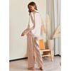 Ekouaer Pajamas For Women Silk Pjs Long Sleeve Button Down Lounge Sets(Champagne)