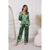 Ekouaer Pajamas For Women Silk Pjs Long Sleeve Button Down Lounge Sets(Christmas Green)