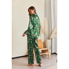 Ekouaer Pajamas For Women Silk Pjs Long Sleeve Button Down Lounge Sets(Christmas Green)