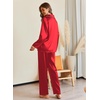 Ekouaer Pajamas For Women Silk Pjs Long Sleeve Button Down Lounge Sets(Christmas Red)