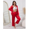 Ekouaer Pajamas For Women Silk Pjs Long Sleeve Button Down Lounge Sets(Christmas Red)