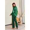 Ekouaer Pajamas For Women Silk Pjs Long Sleeve Button Down Lounge Sets(Green Christmas Pattern)
