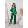 Ekouaer Pajamas For Women Silk Pjs Long Sleeve Button Down Lounge Sets(Green Christmas Pattern)