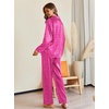Ekouaer Pajamas For Women Silk Pjs Long Sleeve Button Down Lounge Sets(Leopard Hot Pink)