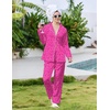 Ekouaer Pajamas For Women Silk Pjs Long Sleeve Button Down Lounge Sets(Leopard Hot Pink)