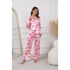 Ekouaer Pajamas For Women Silk Pjs Long Sleeve Button Down Lounge Sets(Pink Bow)