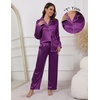 Ekouaer Pajamas For Women Silk Pjs Long Sleeve Button Down Lounge Sets(Purple)