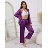 Ekouaer Pajamas For Women Silk Pjs Long Sleeve Button Down Lounge Sets(Purple)