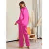 Ekouaer Pajamas For Women Silk Pjs Long Sleeve Button Down Lounge Sets(Rose Red)
